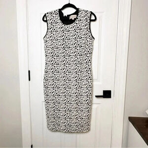 PHILOSOPHY Dress Scoop‎ Neck Sleeveless Sheath Black White Leopard Print Size L